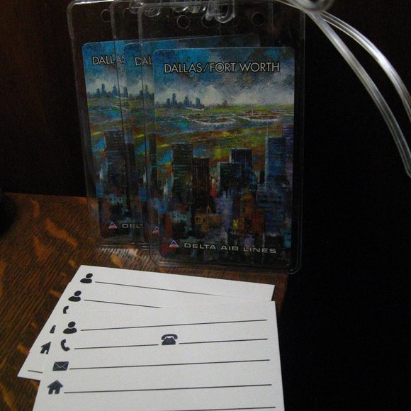Delta Air Lines Dallas Fort Worth Vintage Playing Card Luggage Tags (3) - Picture 4 of 4